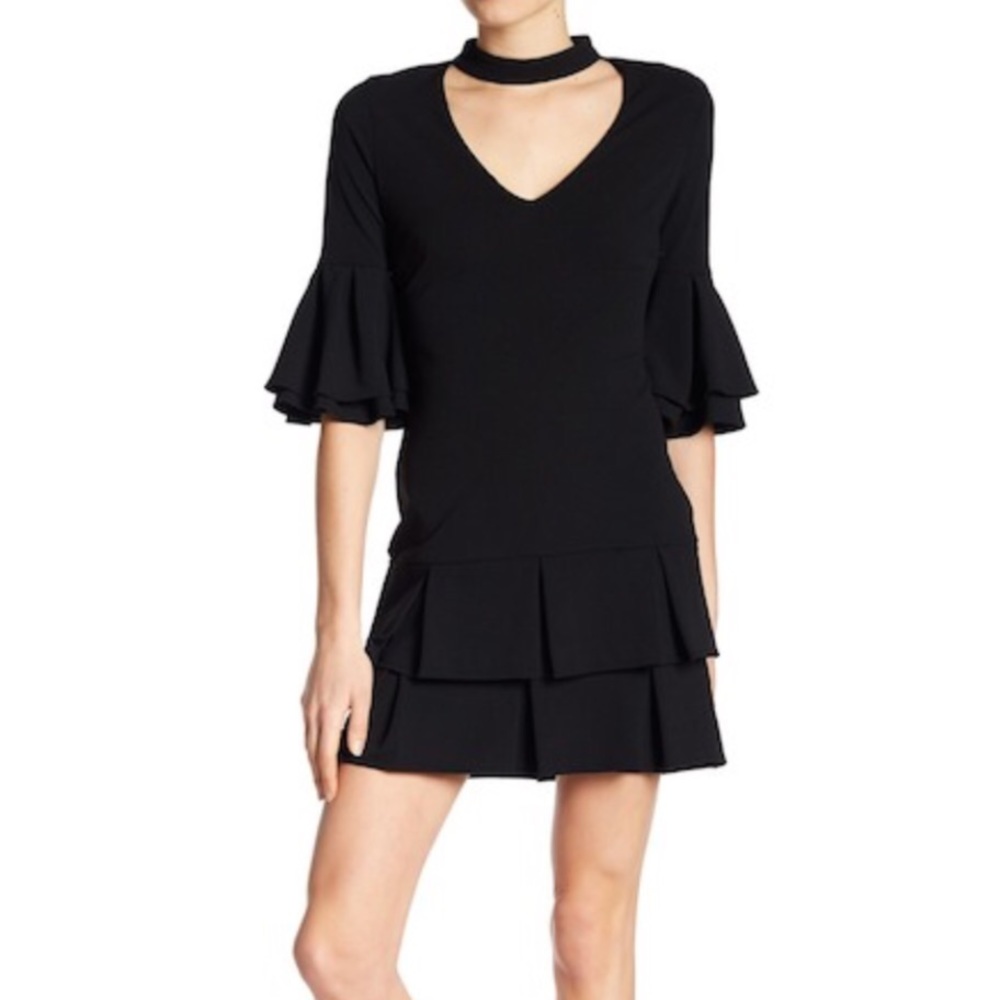 Alexia Admor Mock Neck Ruffle Sleeve Dress